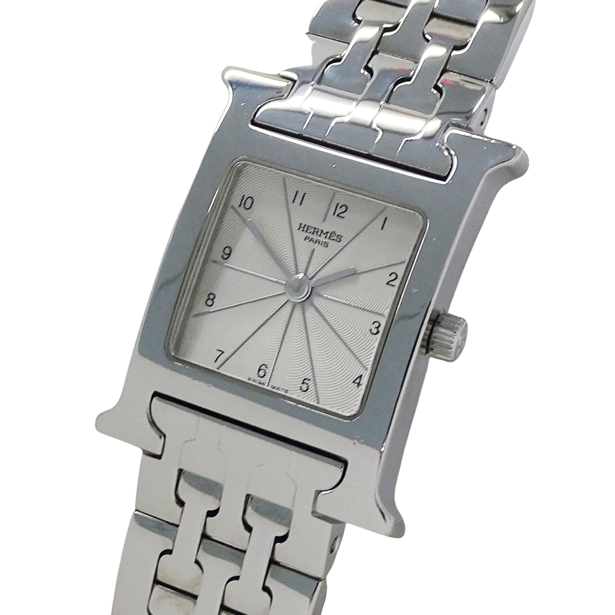 Hermes HERMES Women\'s Watch, Brand H-Watch, Quartz, Stainless Steel (SS), HH1.210, Silver/Ivory