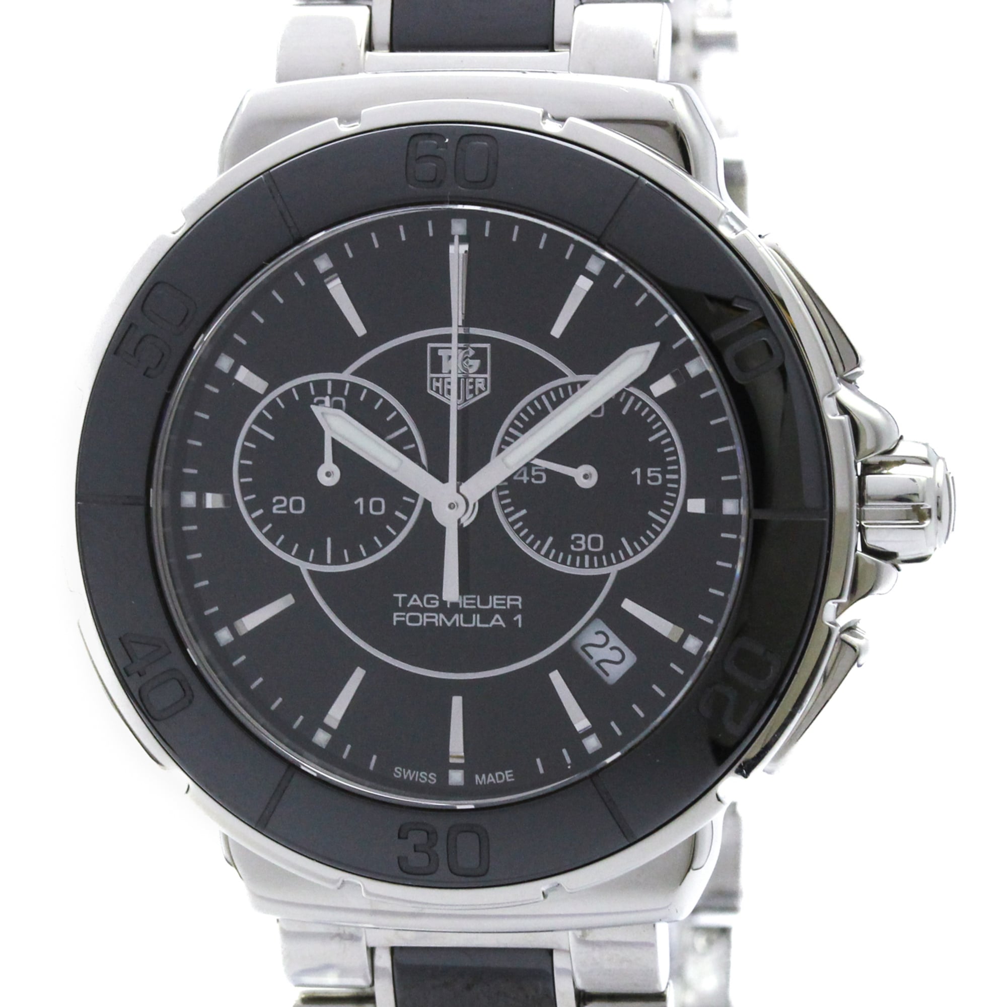 TAG HEUER Formula 1 Ceramic Steel Quartz Mens Watch CAH1210 Polished