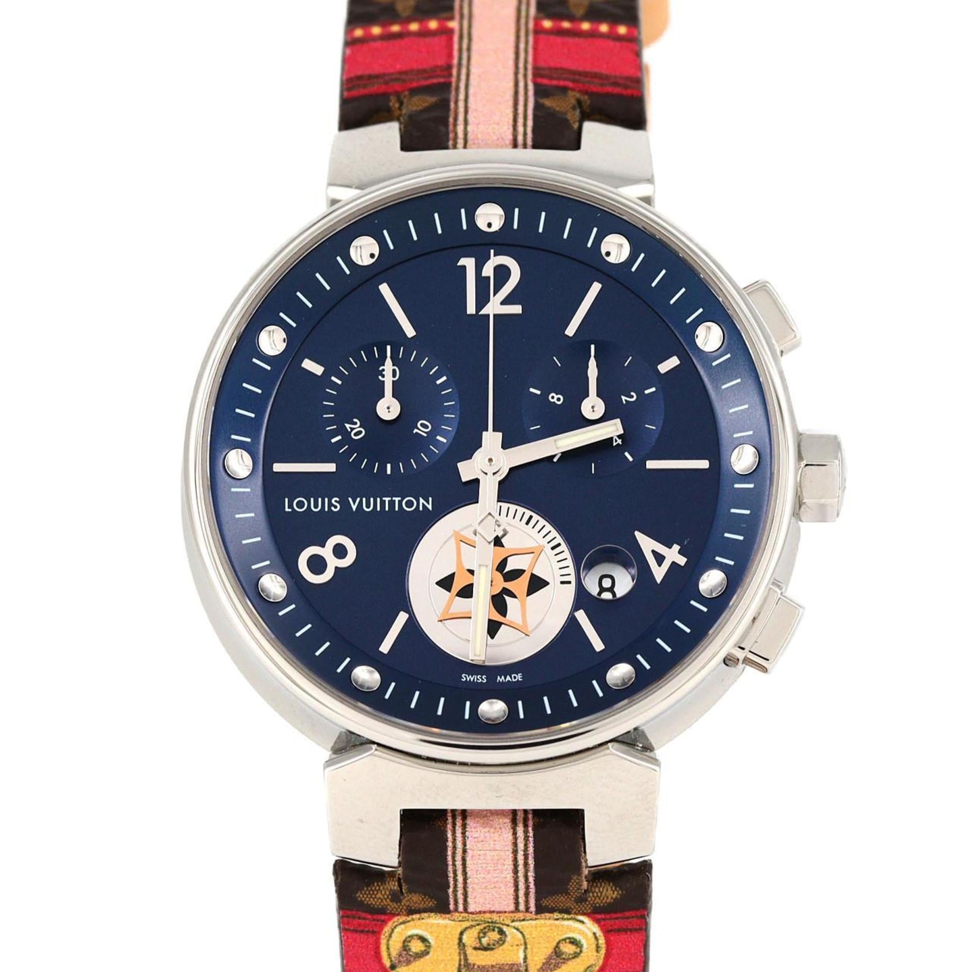 Louis Vuitton Tambour Moon Star Chrono QA032 Stainless Steel Quartz Watch