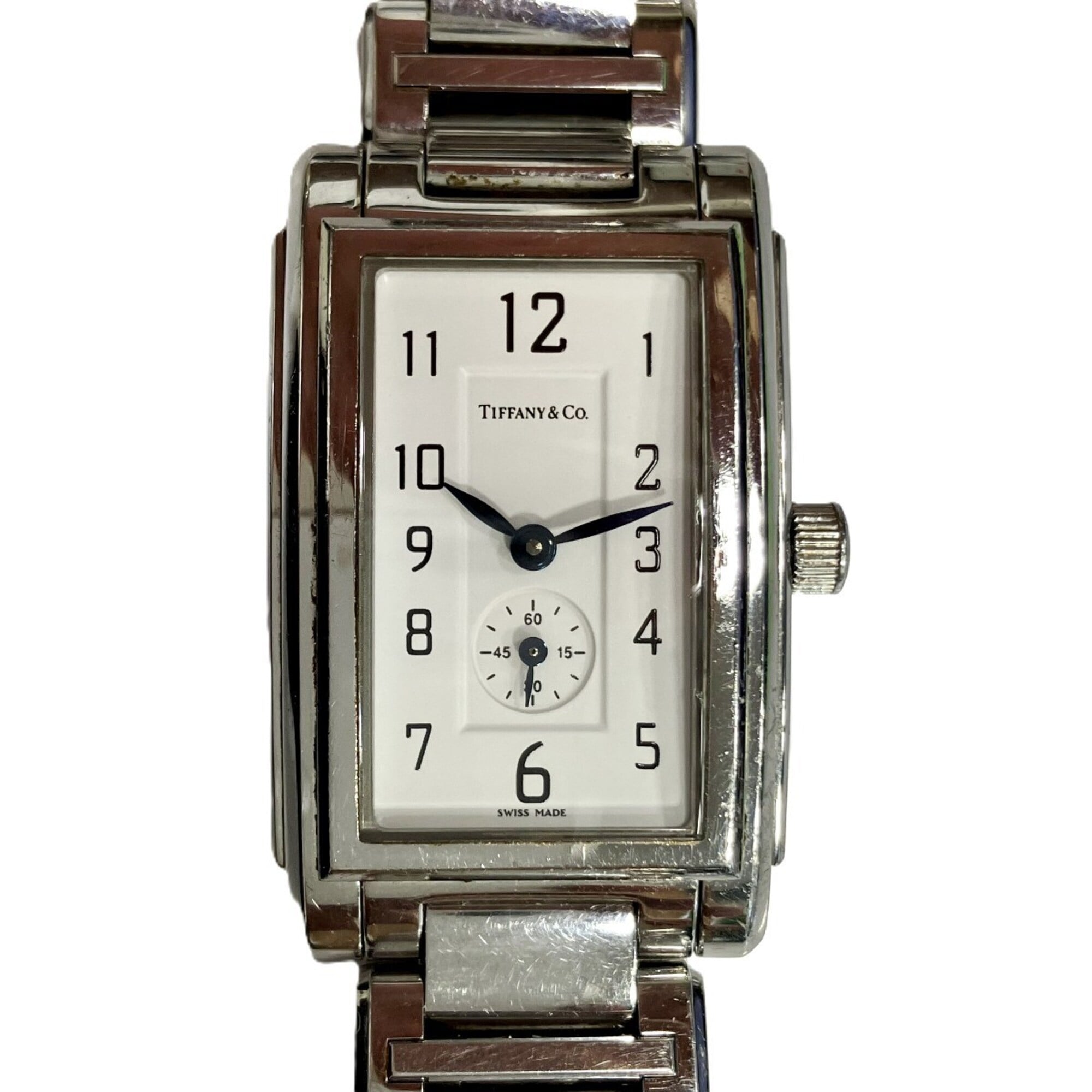 Tiffany & Co. Grand Rectangular Watch, Total Weight 73.4g, Stainless Steel, Quartz Movement, White D