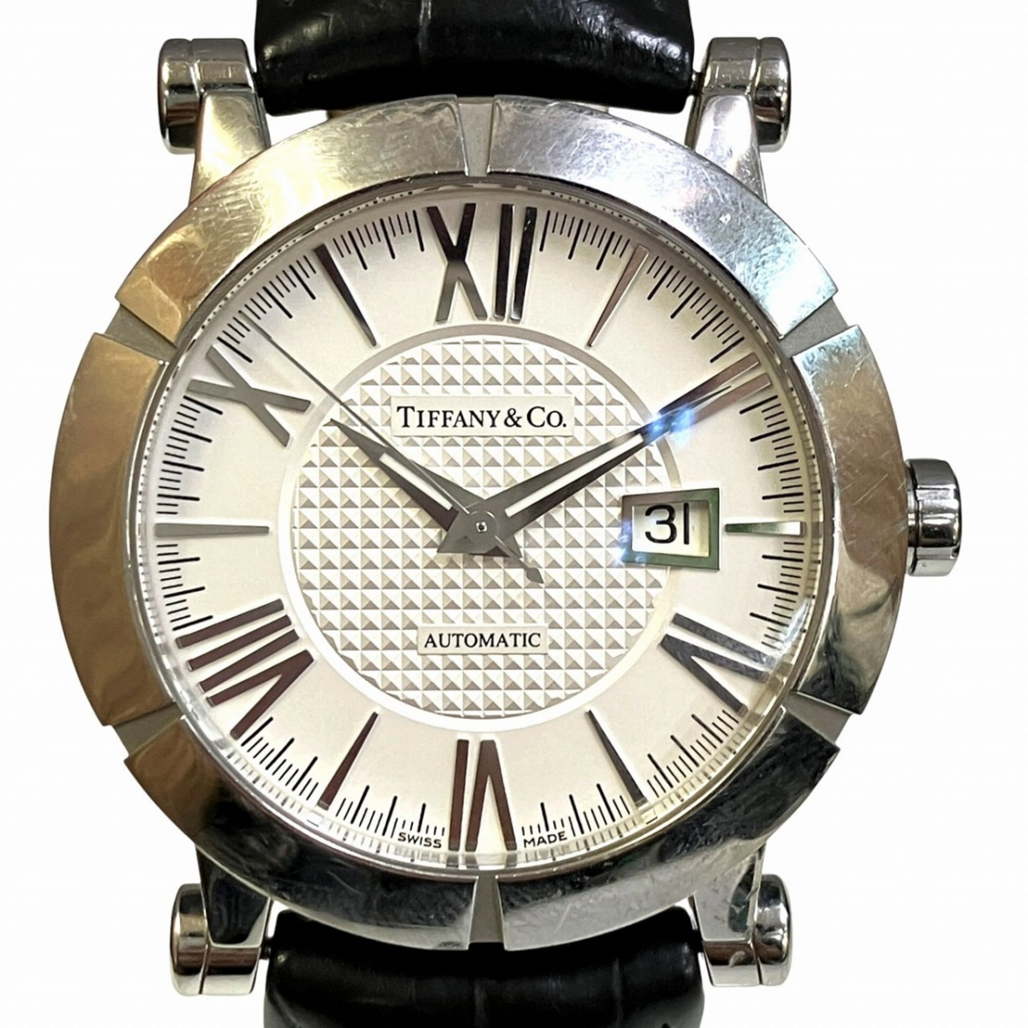 Tiffany & Co. Atlas watch, total weight 107.1g, stainless steel, genuine leather strap, automatic mo