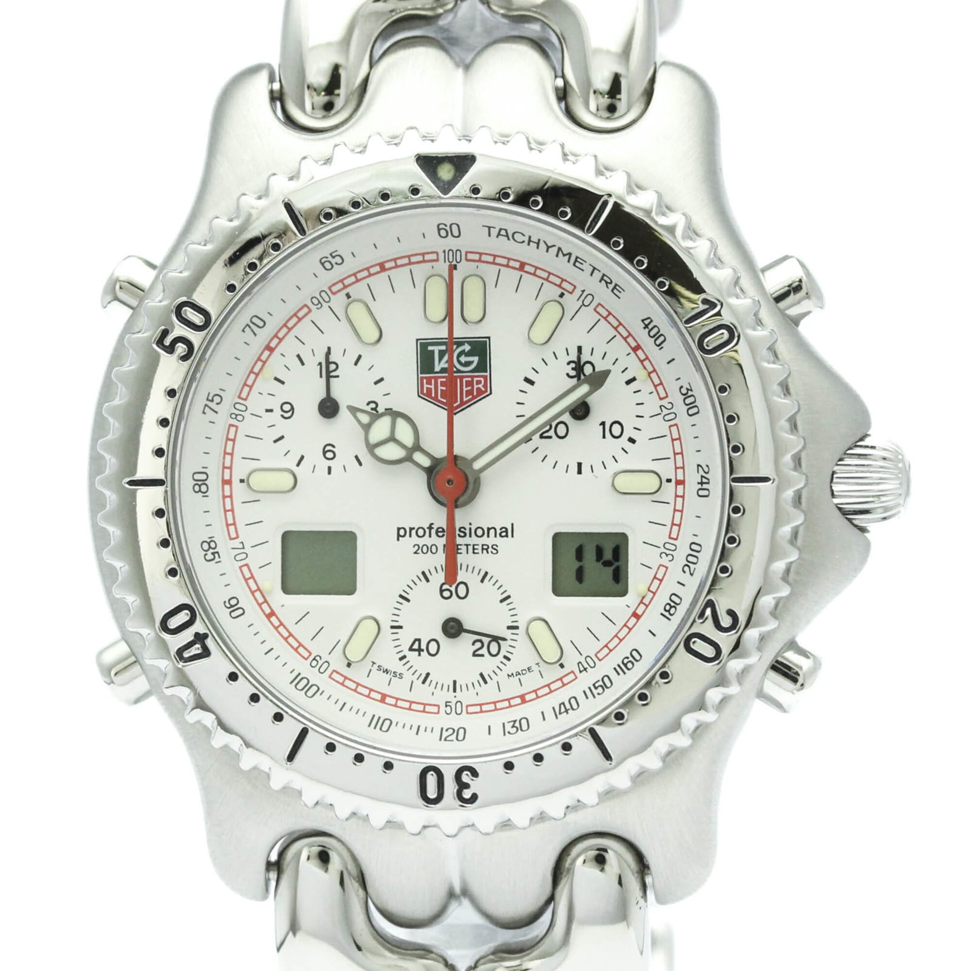 TAG HEUER Sel Chronograph 200M Steel Quartz Mens Watch CG1111 Polished