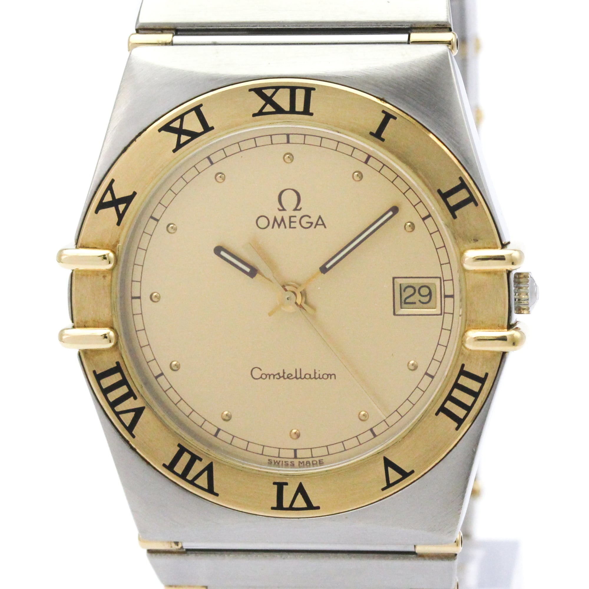 OMEGA Constellation 18K Gold Steel Quartz Mens Watch 396.1070 Polished