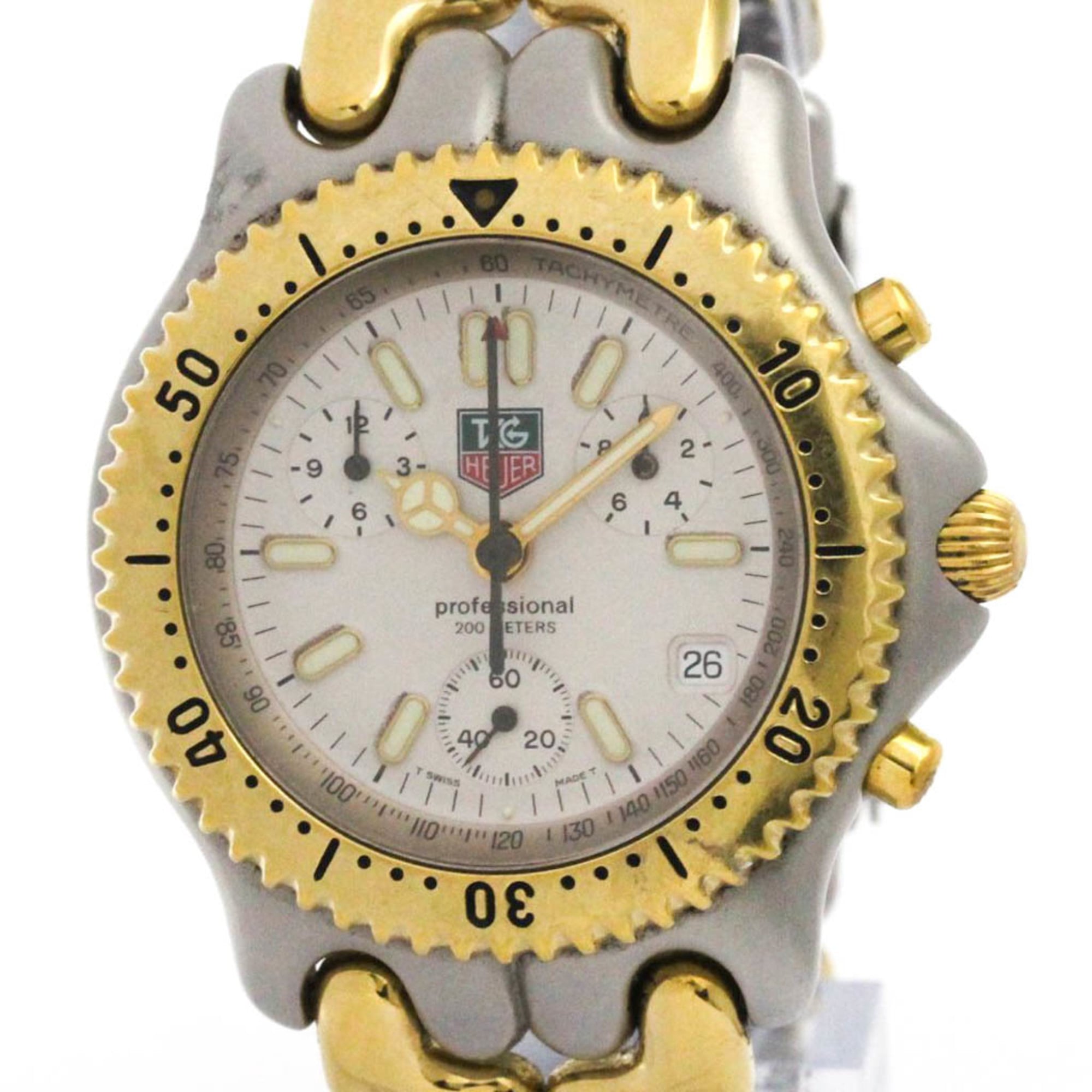 TAG HEUER Sel Chronograph Gold Plated Steel Mens Watch S35.006 Polished