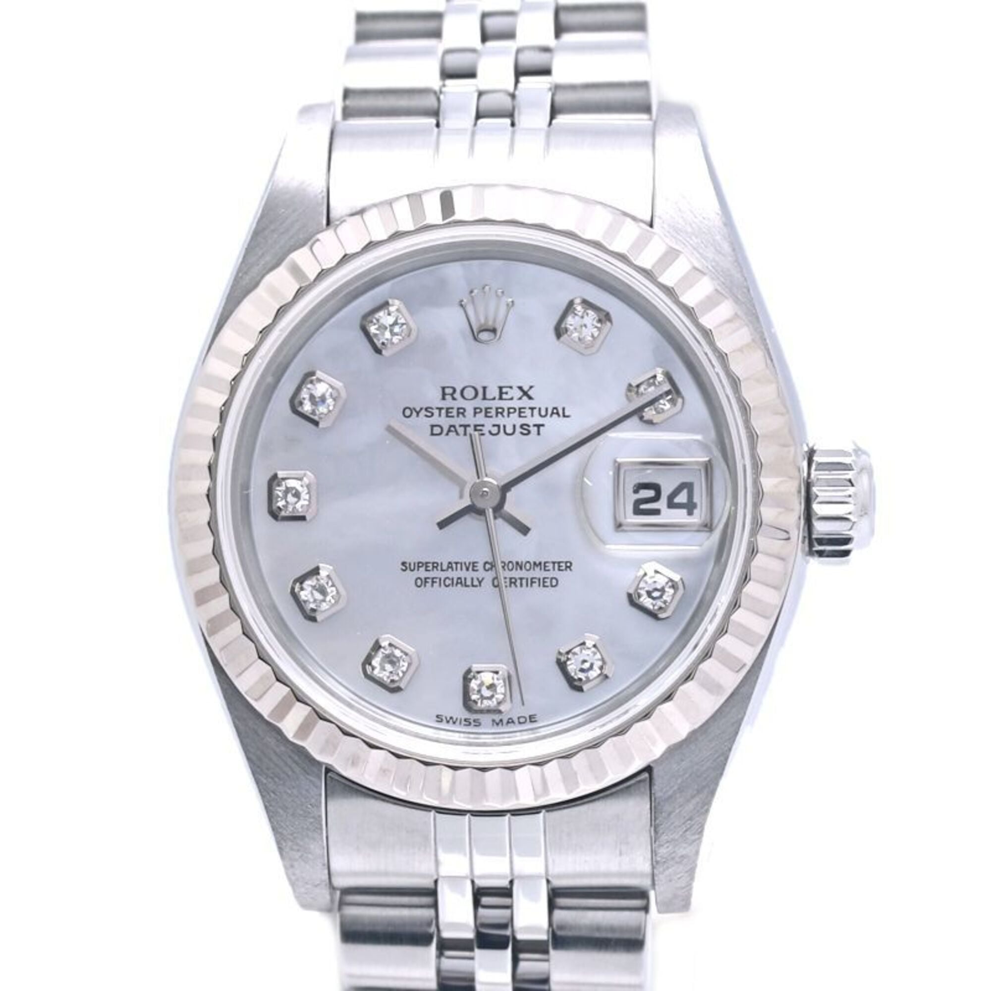 ROLEX Datejust 10P Diamond 79174NG Women\'s Watch 18K White Gold x Stainless Steel 40365