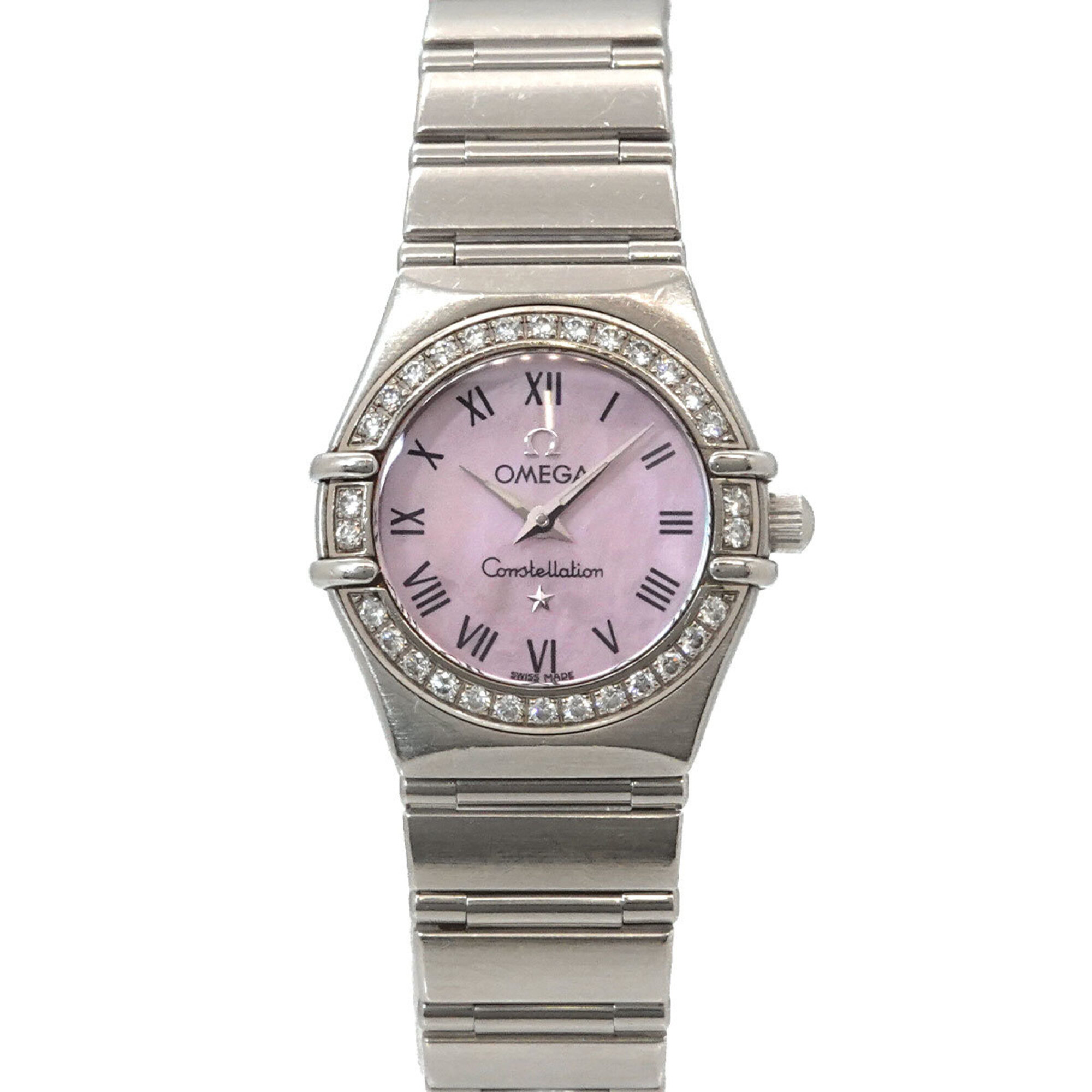 Omega Constellation 1476 83 Diamond Bezel Ladies\' Watch Pink Shell Quartz
