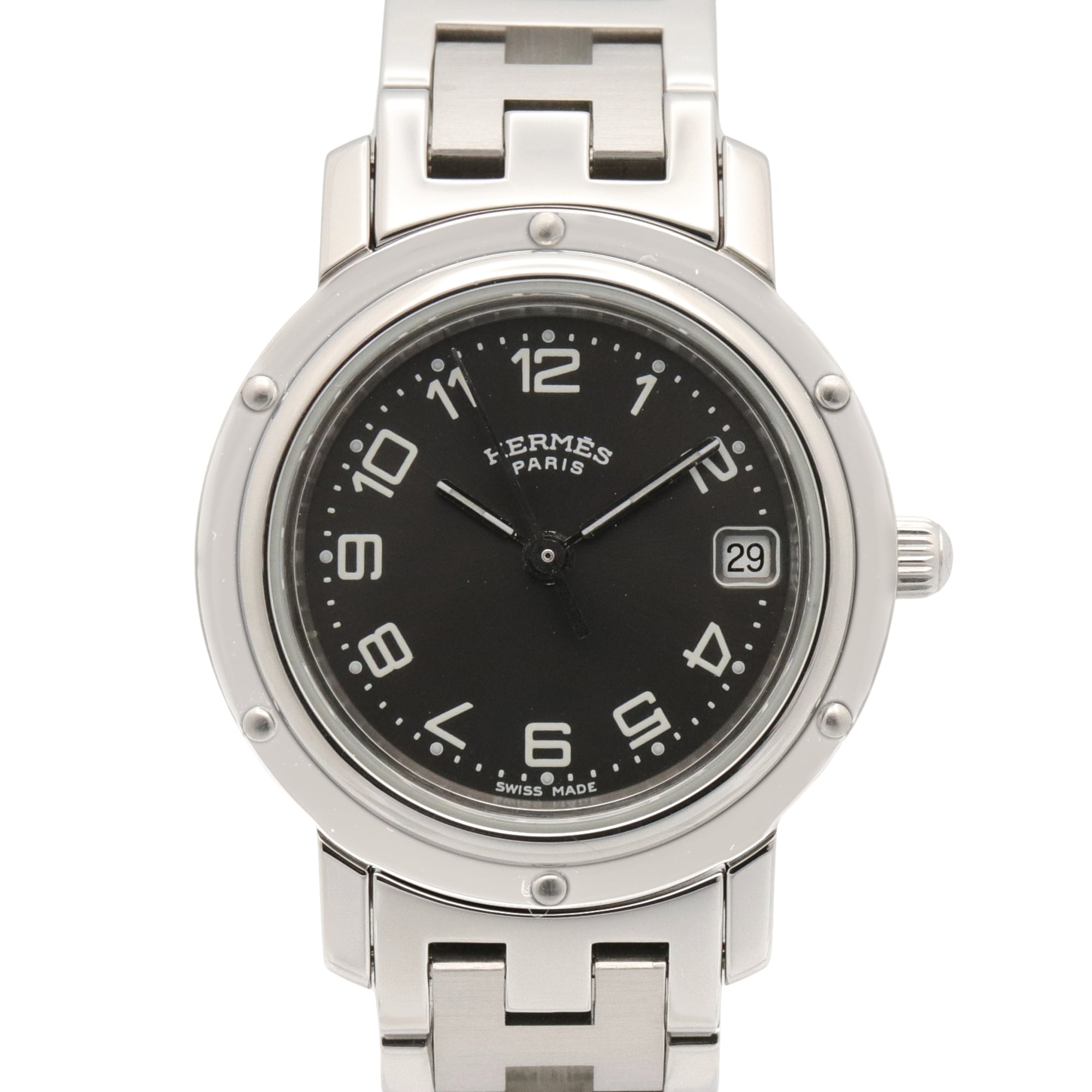 Hermes Clipper watch, stainless steel, women\'s, gray, CL4.210