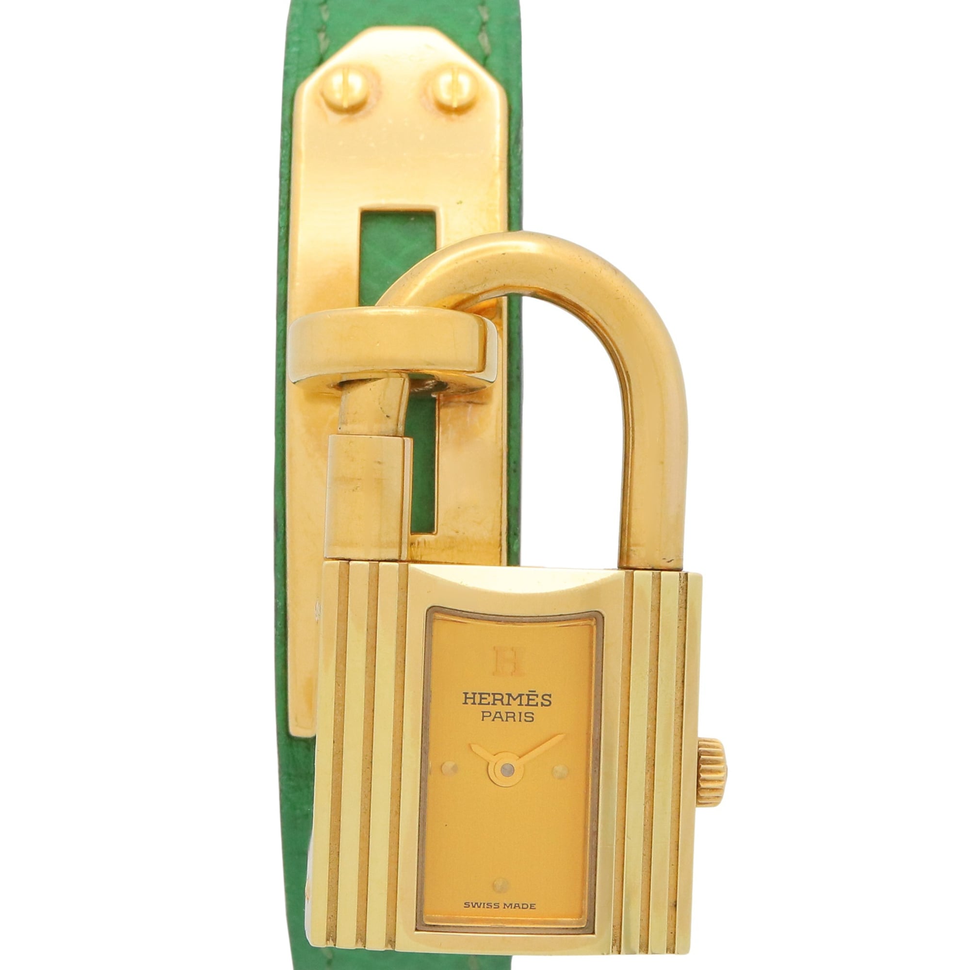 Hermes Kelly Watch, Gold Plated (GP), Leather Strap, Ladies\' Champagne Color, KE1.201