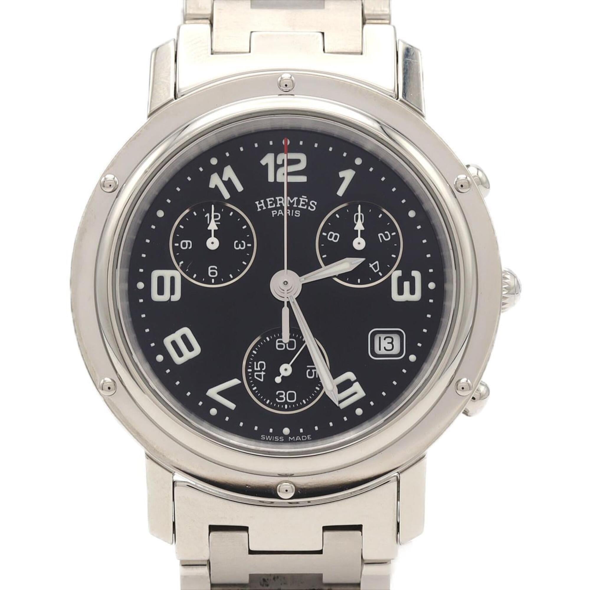 Hermes Clipper Chronograph CL1.910 SS Quartz Watch