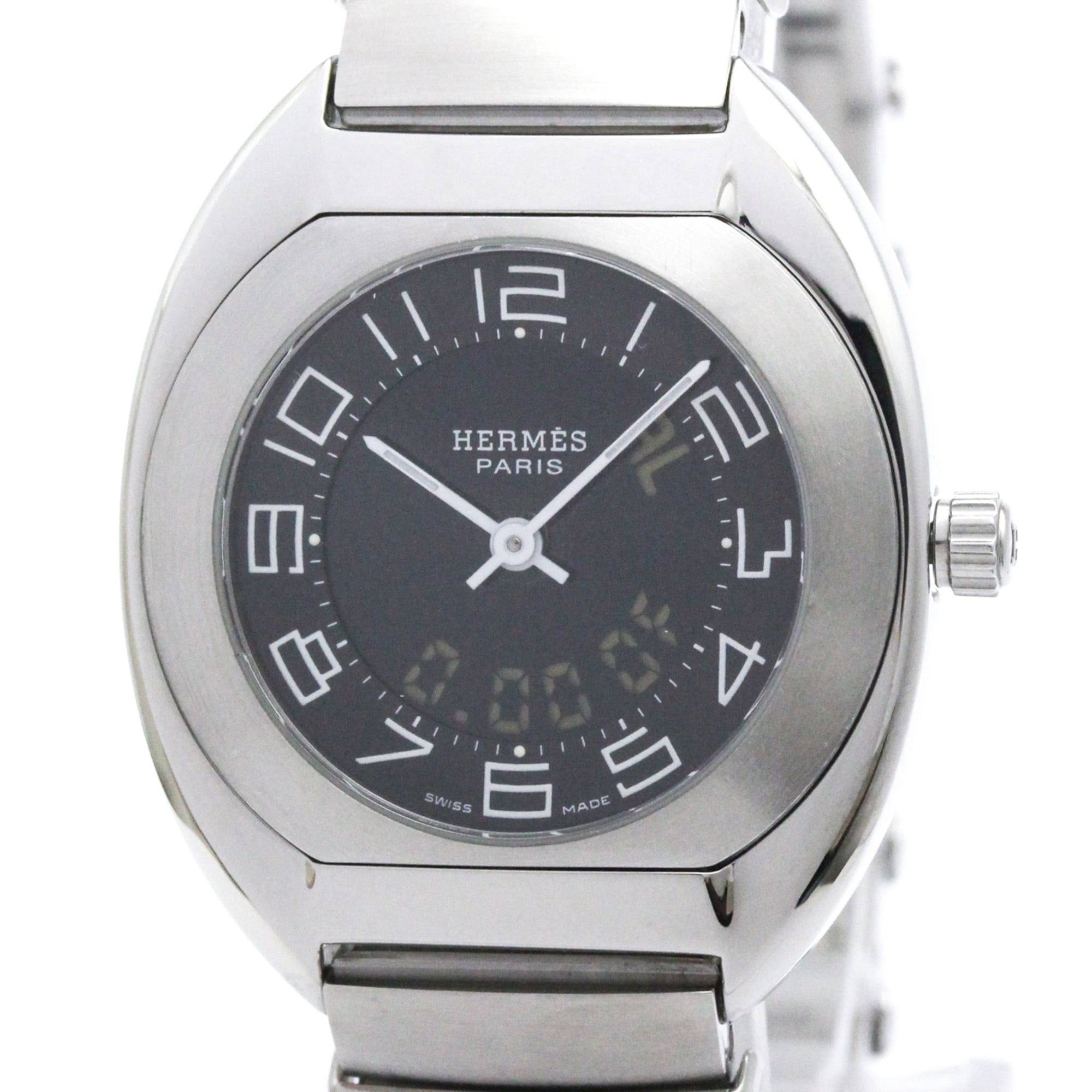 HERMES Espace Stainless Steel Quartz Ladies Watch ES1.210 Polished