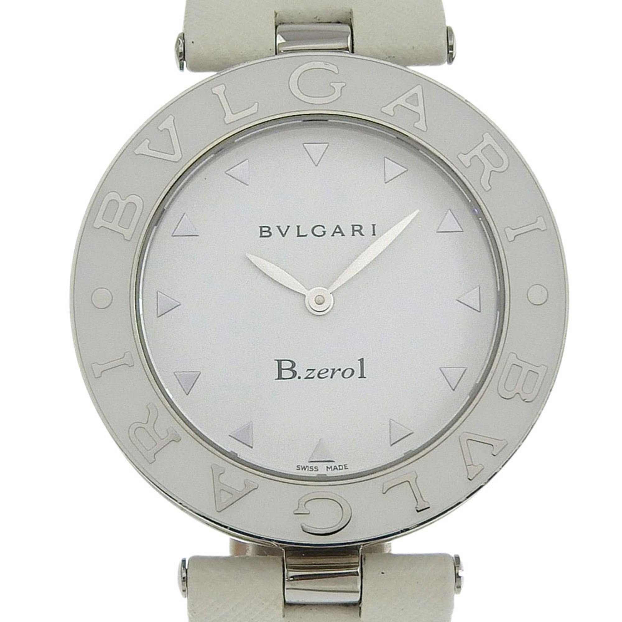 BVLGARI Bzero1 Watch, BZ35S/BZ35WLSL, Stainless Steel and Leather, Quartz Movement, Analog Display,