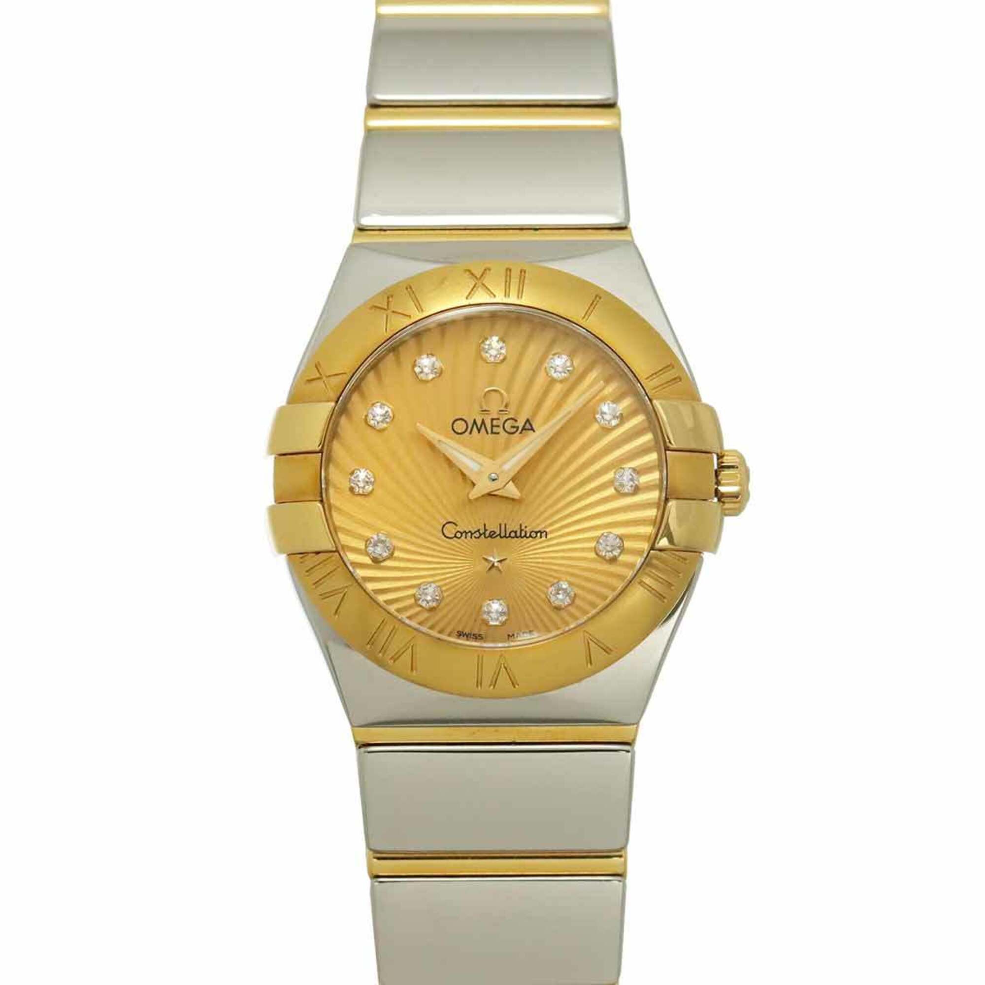 Omega Constellation Brushed Two-Tone 123 20 24 60 58 002 Ladies\' Watch Gold 18KYG Yellow Quartz
