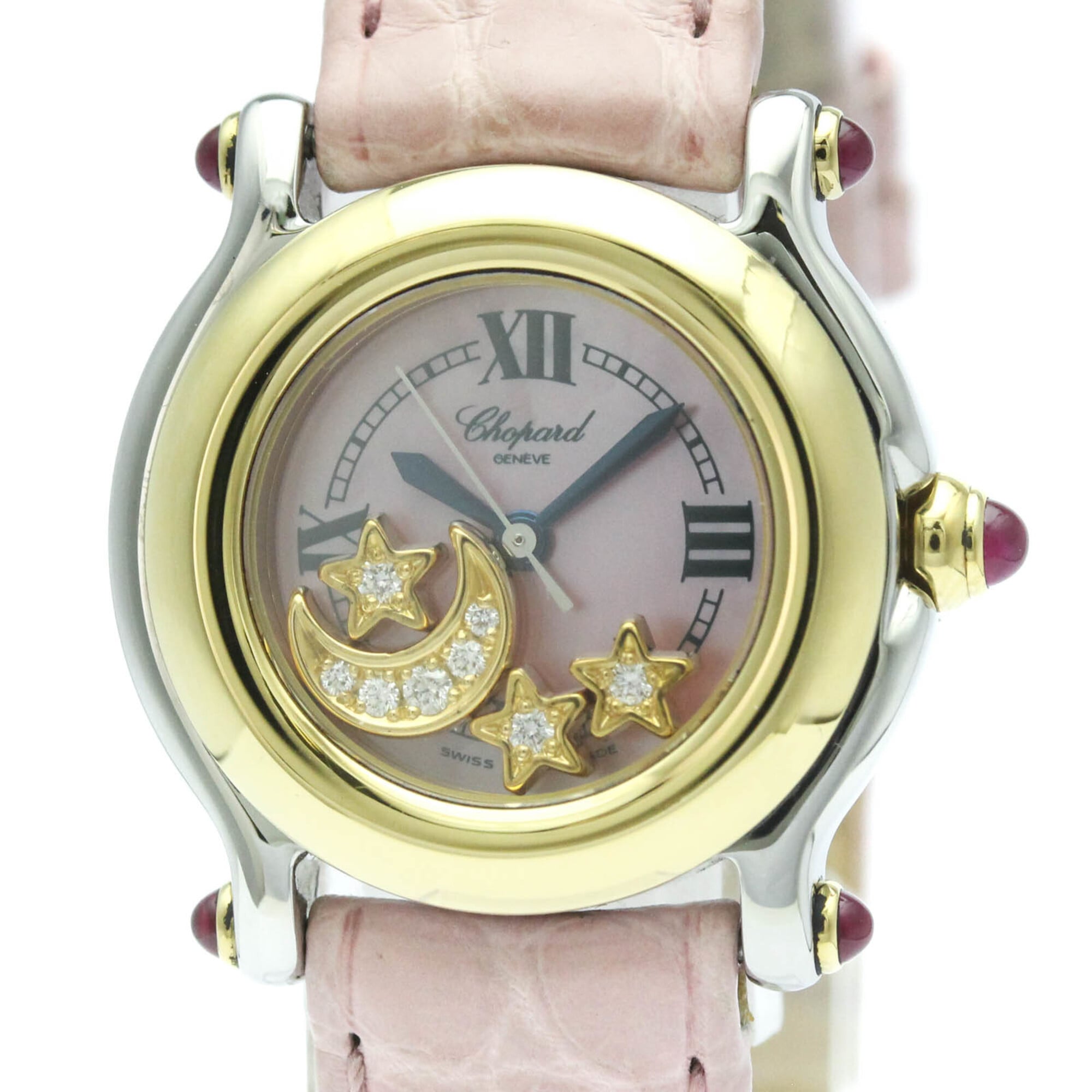 CHOPARD Happy Sport Diamond Pink MOP 18K Gold Steel Watch 27/8246-21 Polished
