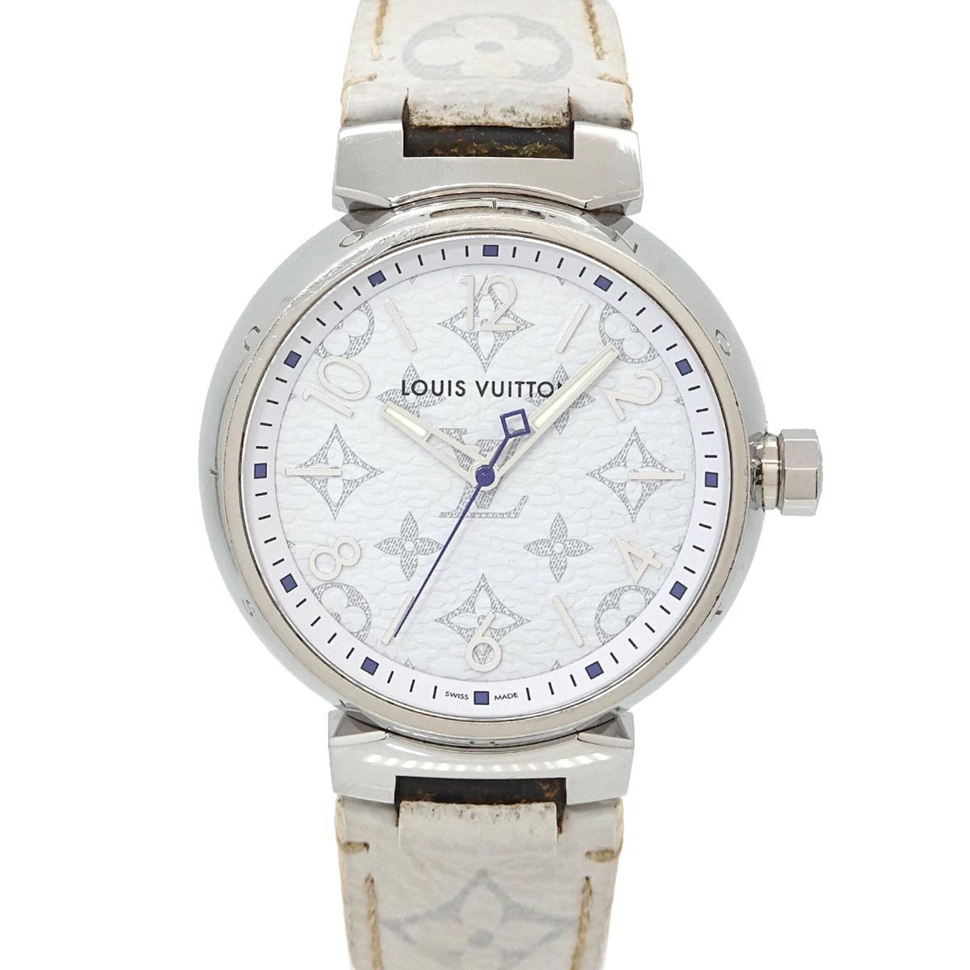 Louis Vuitton Tambour GM Monogram White QA114 Men\'s Watch Quartz