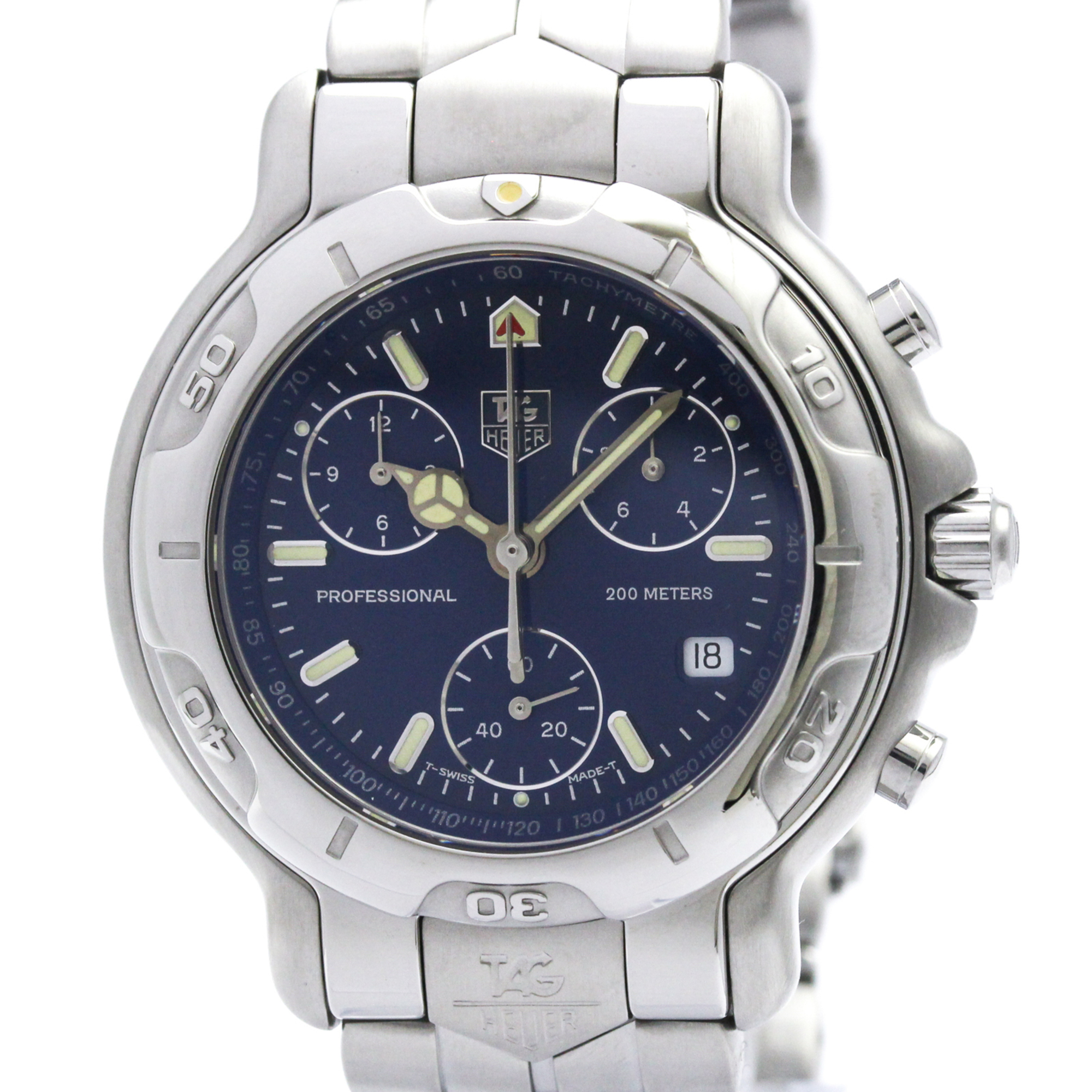 TAG HEUER 6000 Chronogragh Steel Quartz Mens Watch CH1111 Polished