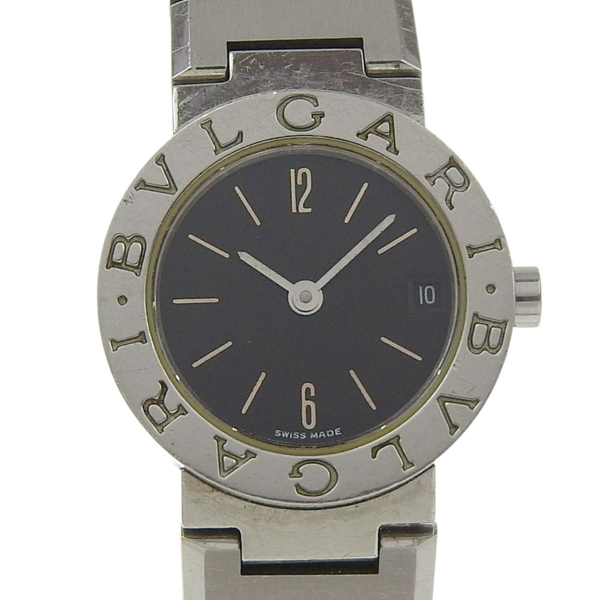 BVLGARI Wristwatch BB23SS Stainless Steel Quartz Analog Display Black Dial Women\'s
