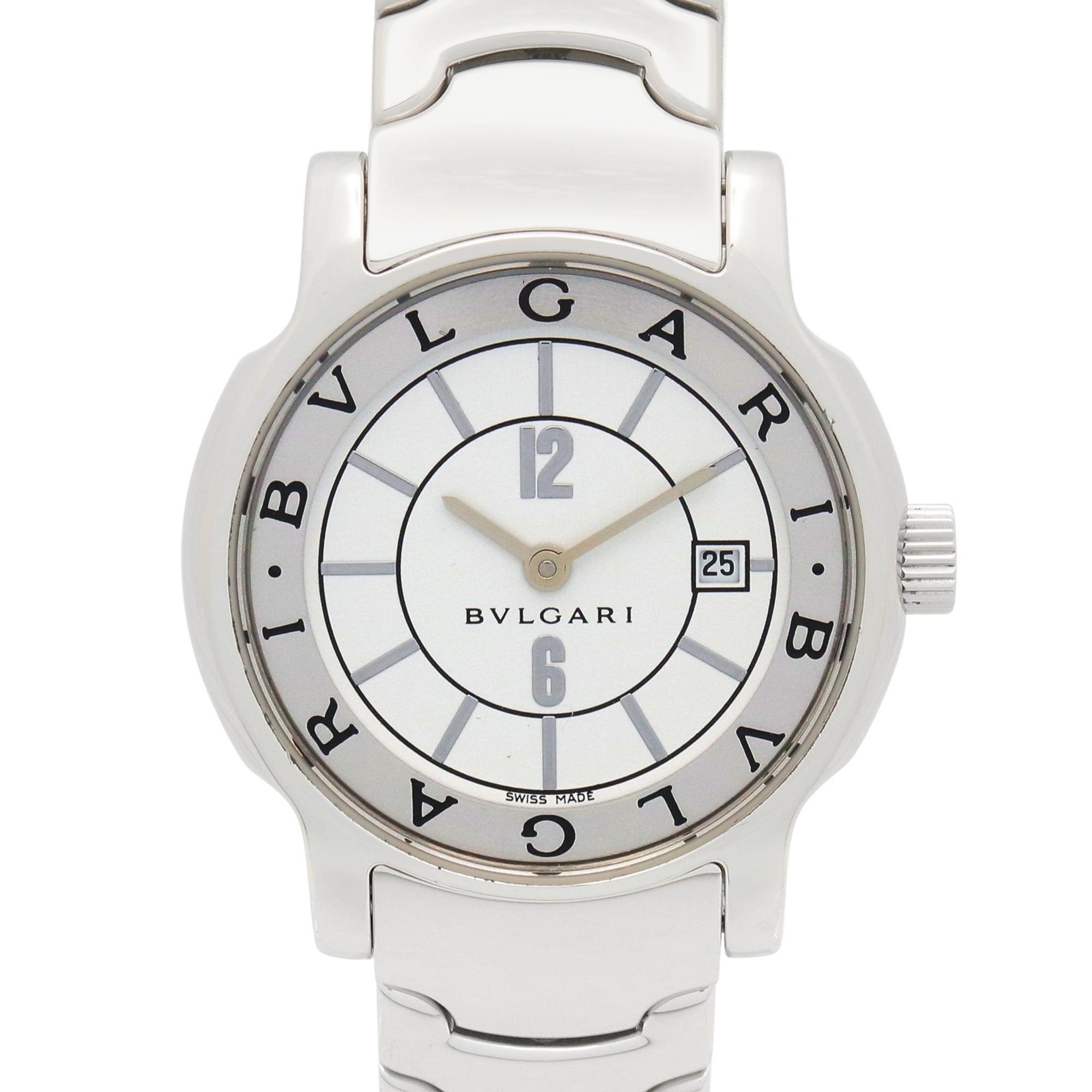 Bulgari BVLGARI Solo Tempo Watch, Stainless Steel, Women\'s, White (ST29S)