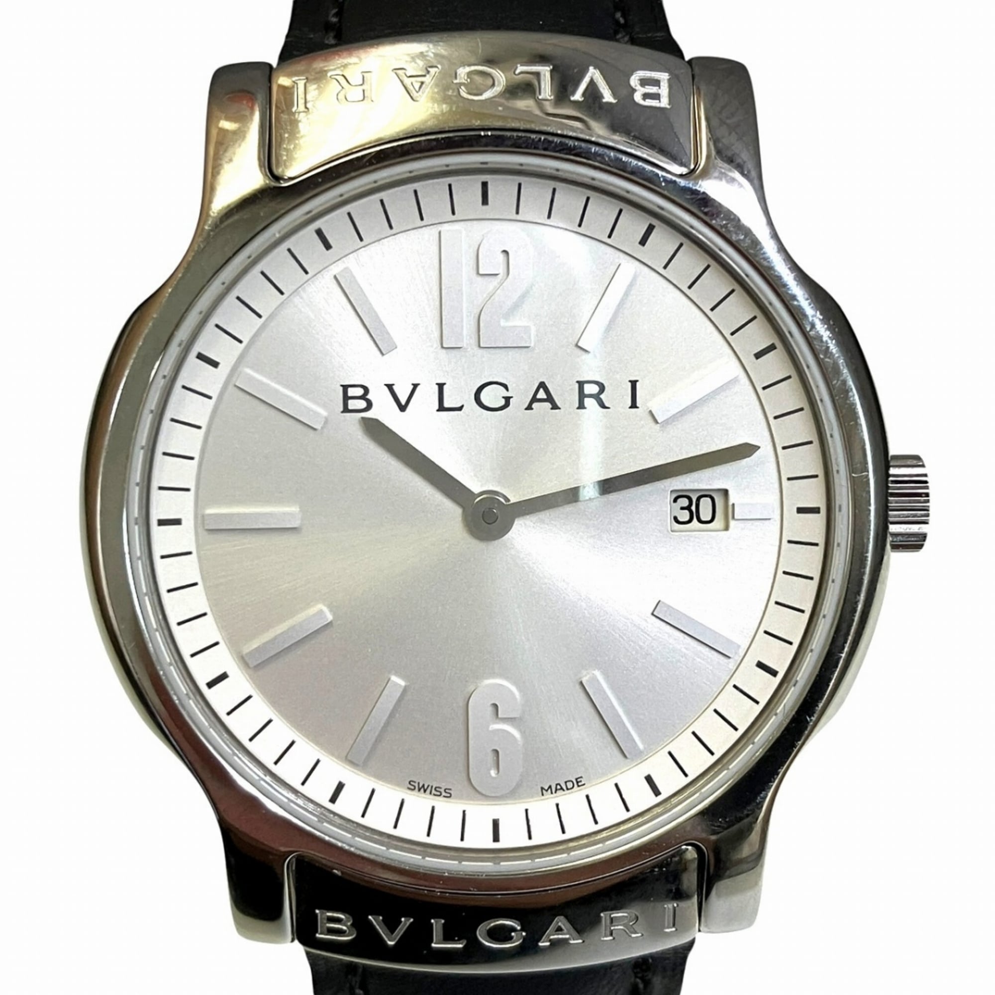Bulgari BVLGARI Solo Tempo watch, total weight 38.1g, stainless steel, genuine leather strap, quartz