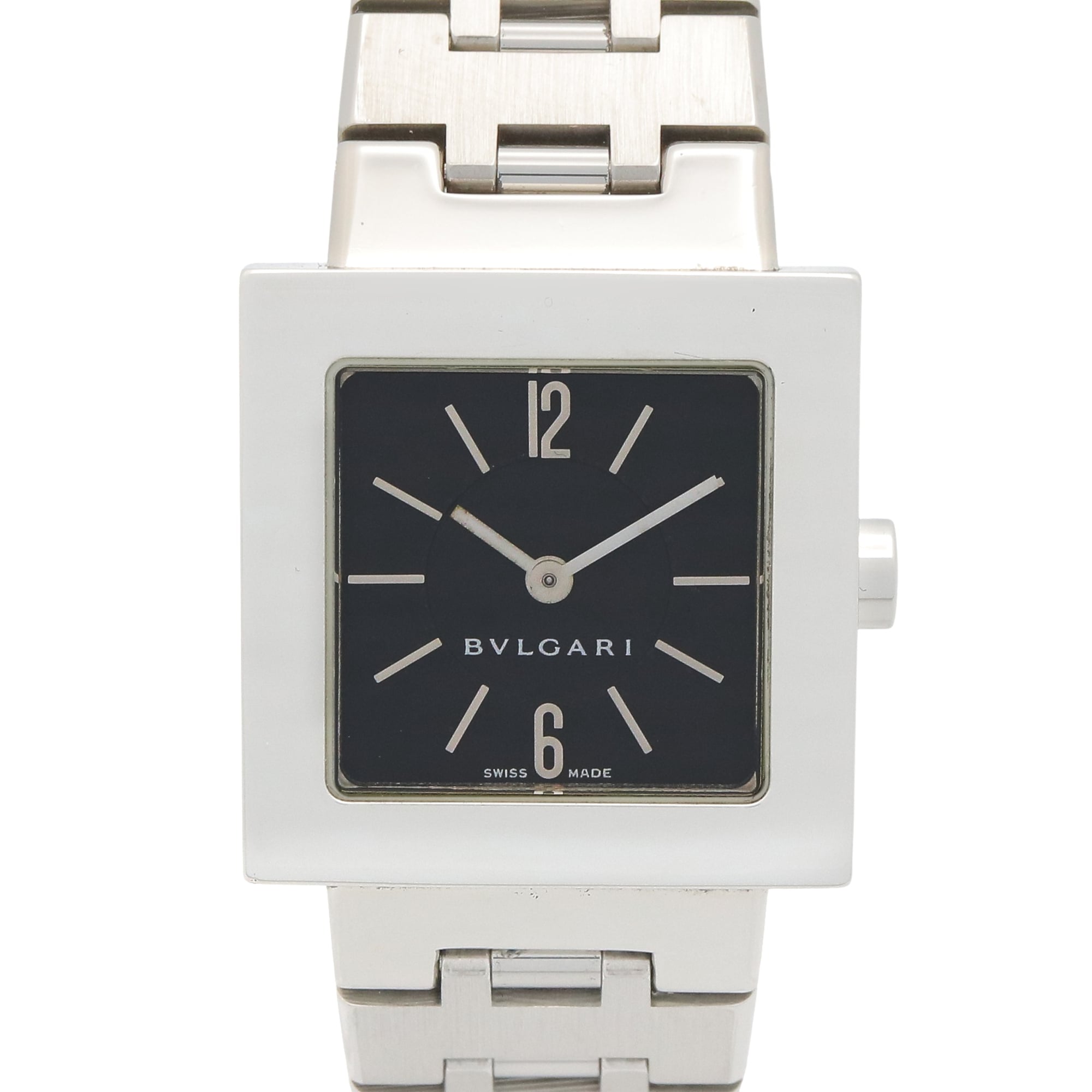 Bulgari BVLGARI Quadrato Watch, Stainless Steel, Women\'s, Black, SQ22SS