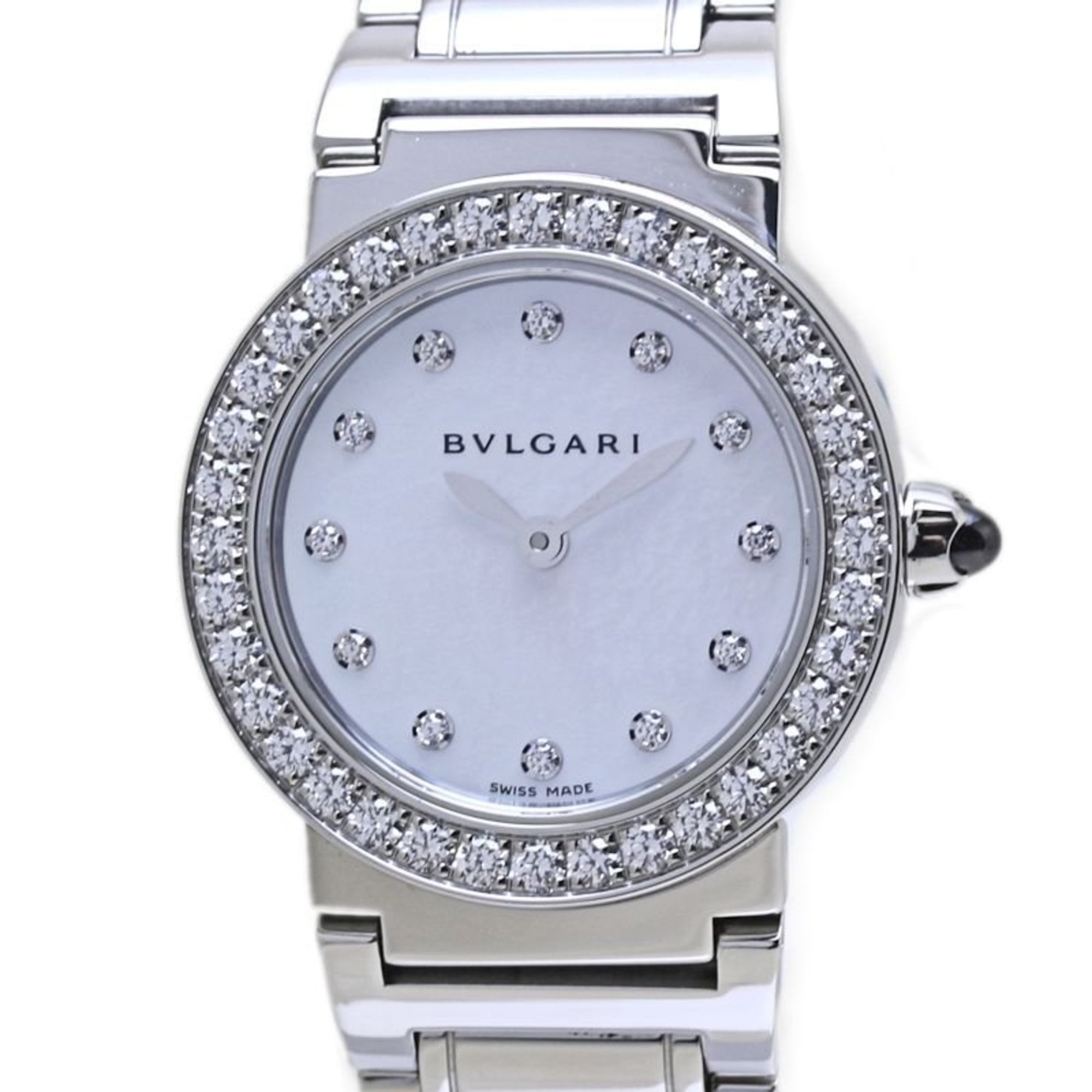BVLGARI Women\'s Stainless Steel Watch with 12 Diamond Bezel (BBL26WSDS BBL26S 102374) 40086