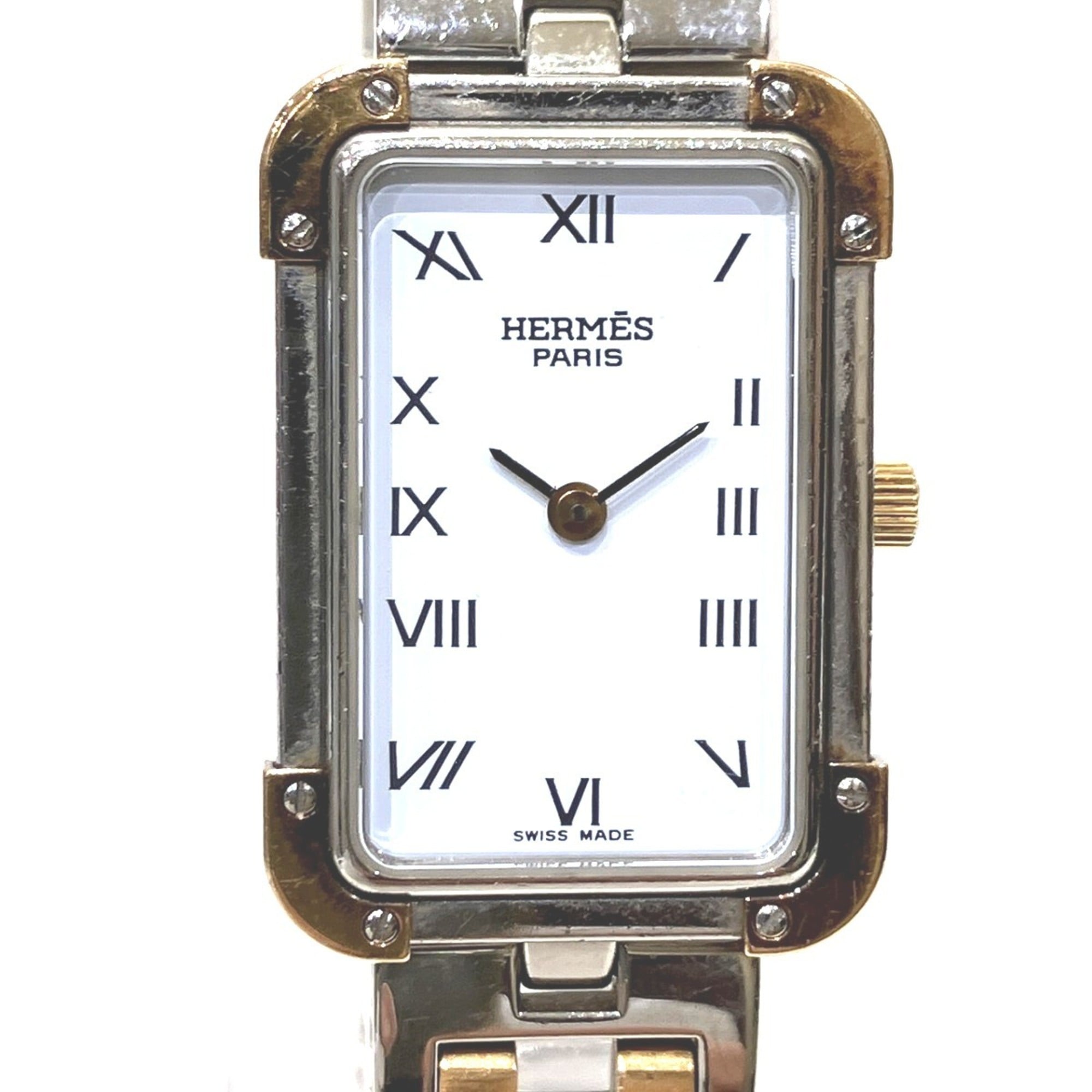 Hermes Croisière NB watch, total weight 43g, stainless steel, quartz movement, white dial, CR1.220 b