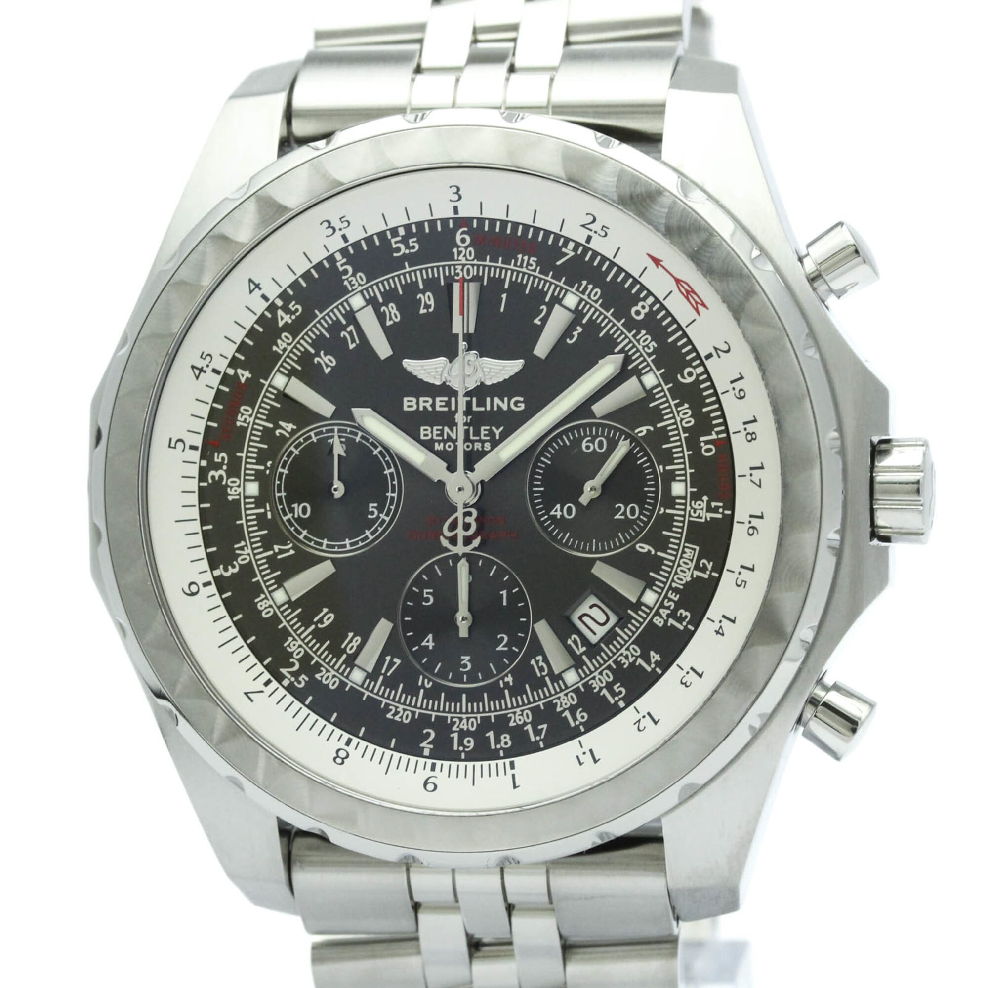 BREITLING Bentley Motors Steel Automatic Mens Watch A25363 Polished