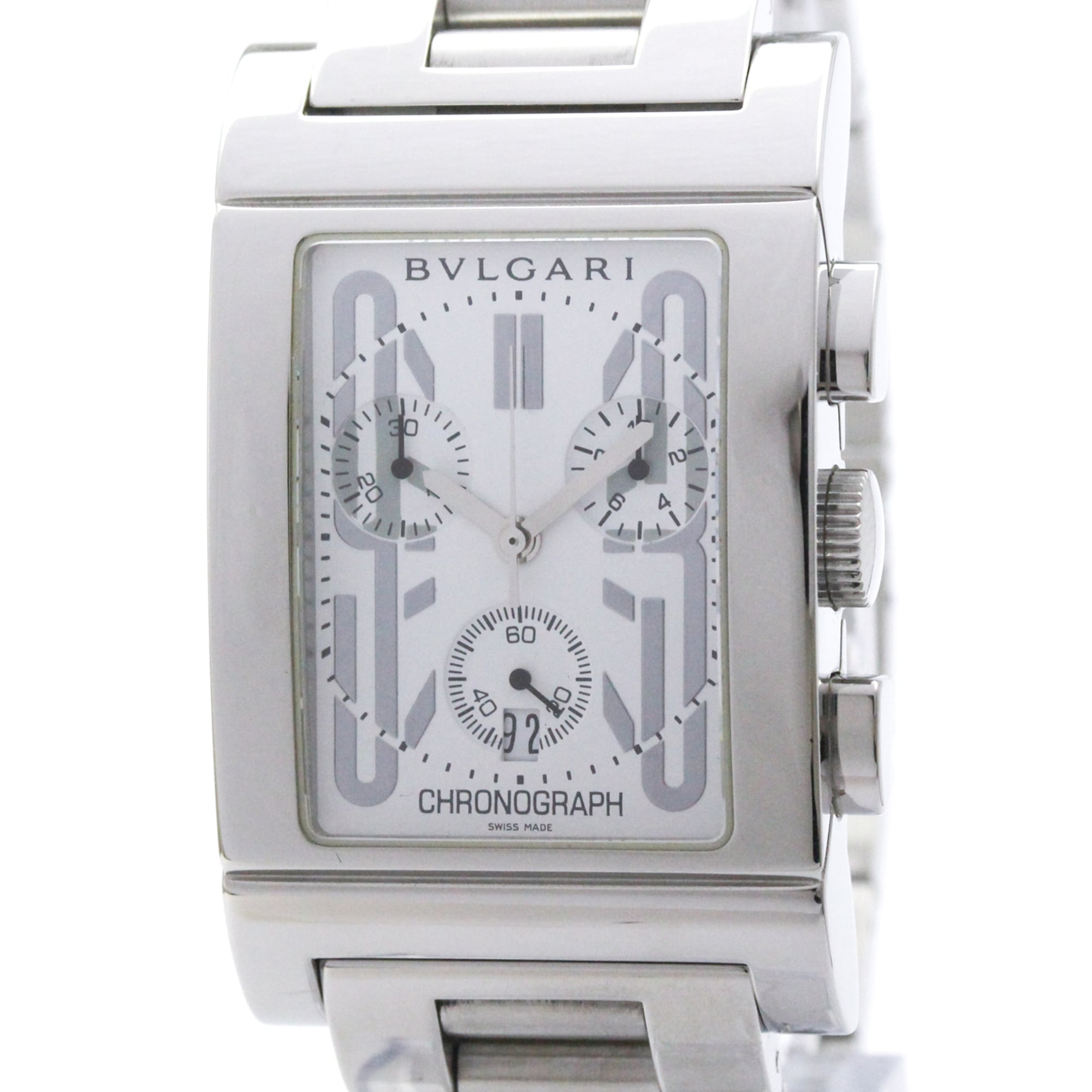 BVLGARI Rettangolo Stainless Steel Quartz Mens Watch RTC49S Polished