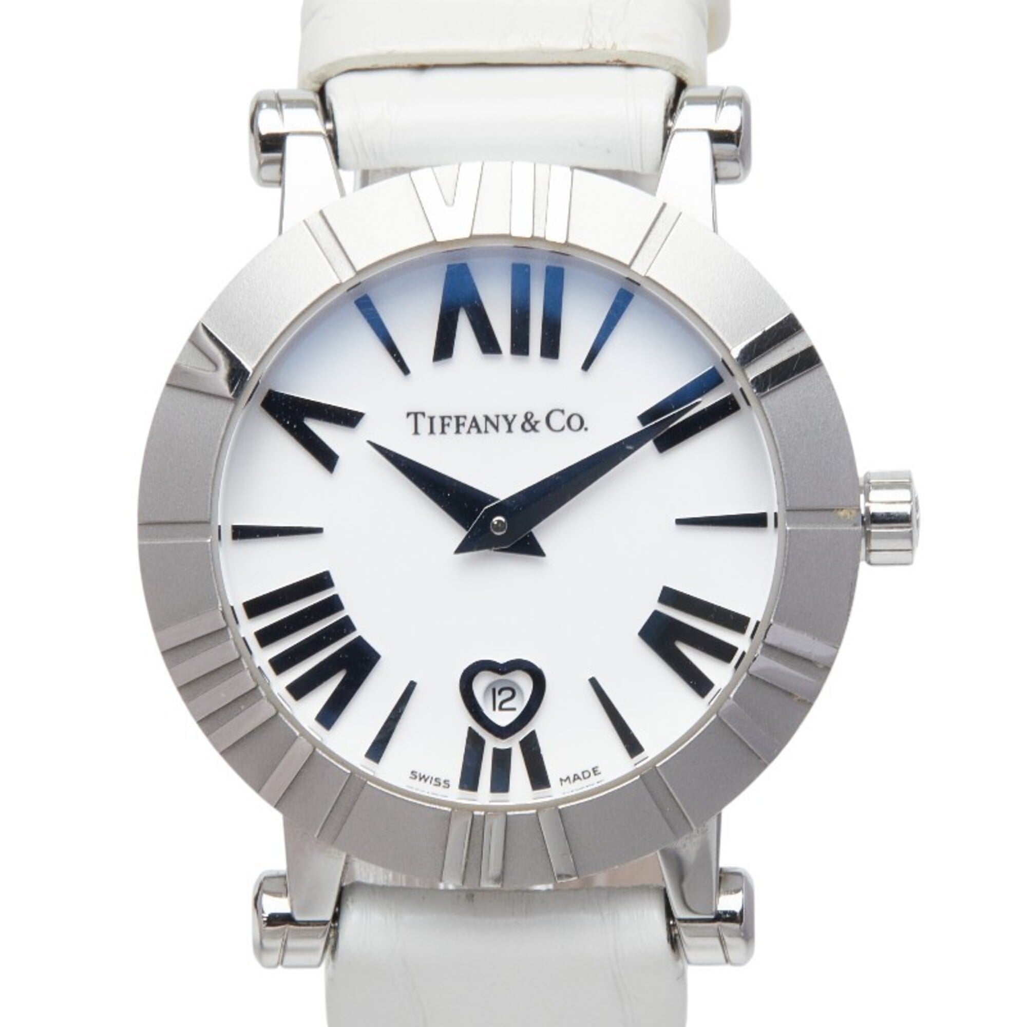 Tiffany & Co. Atlas Heart Watch Z1300.11.11A20A71A Quartz White Dial Stainless Steel Leather Strap L