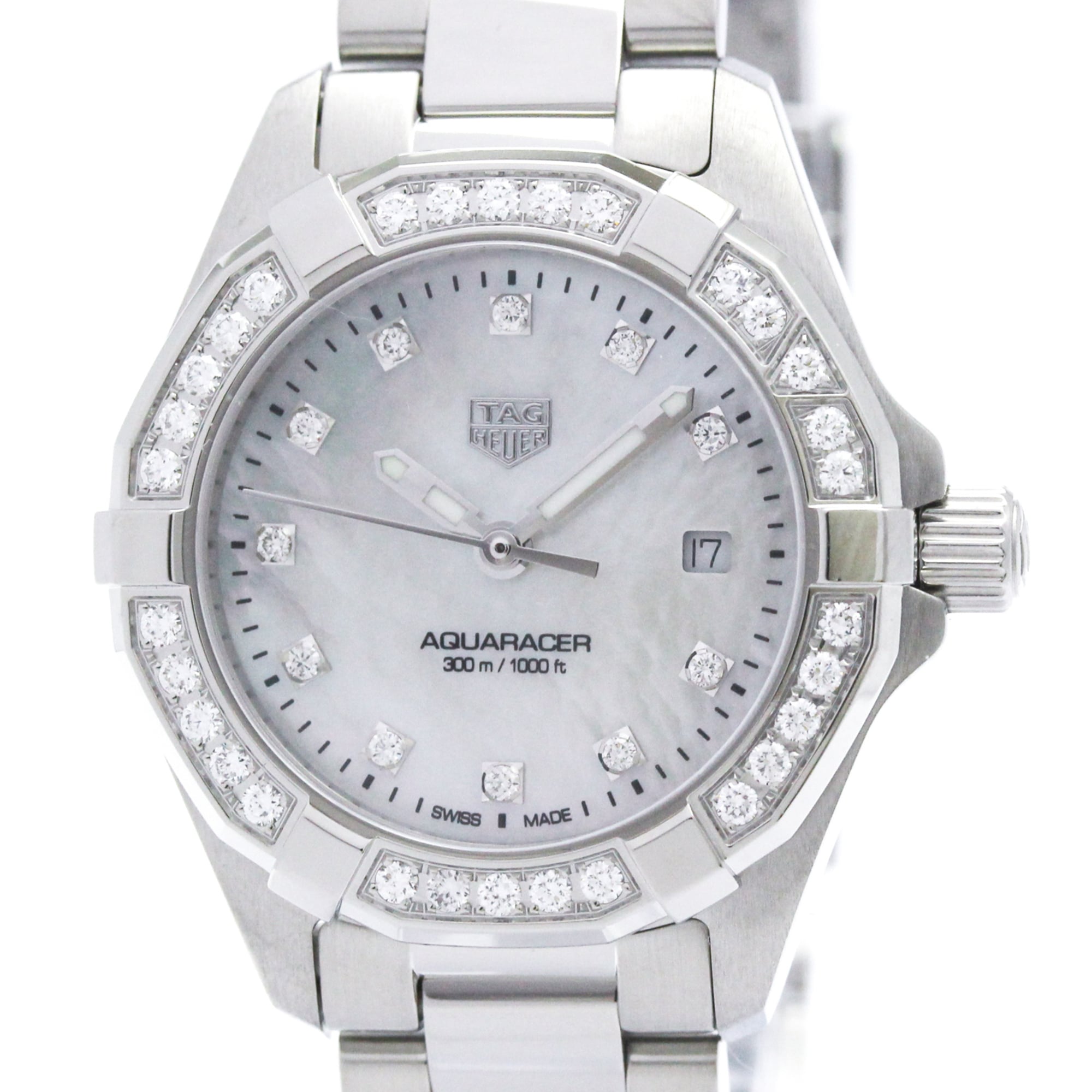 TAG HEUER Aquaracer Lady Diamond MOP Dial Quartz Watch WBD1415 Polished