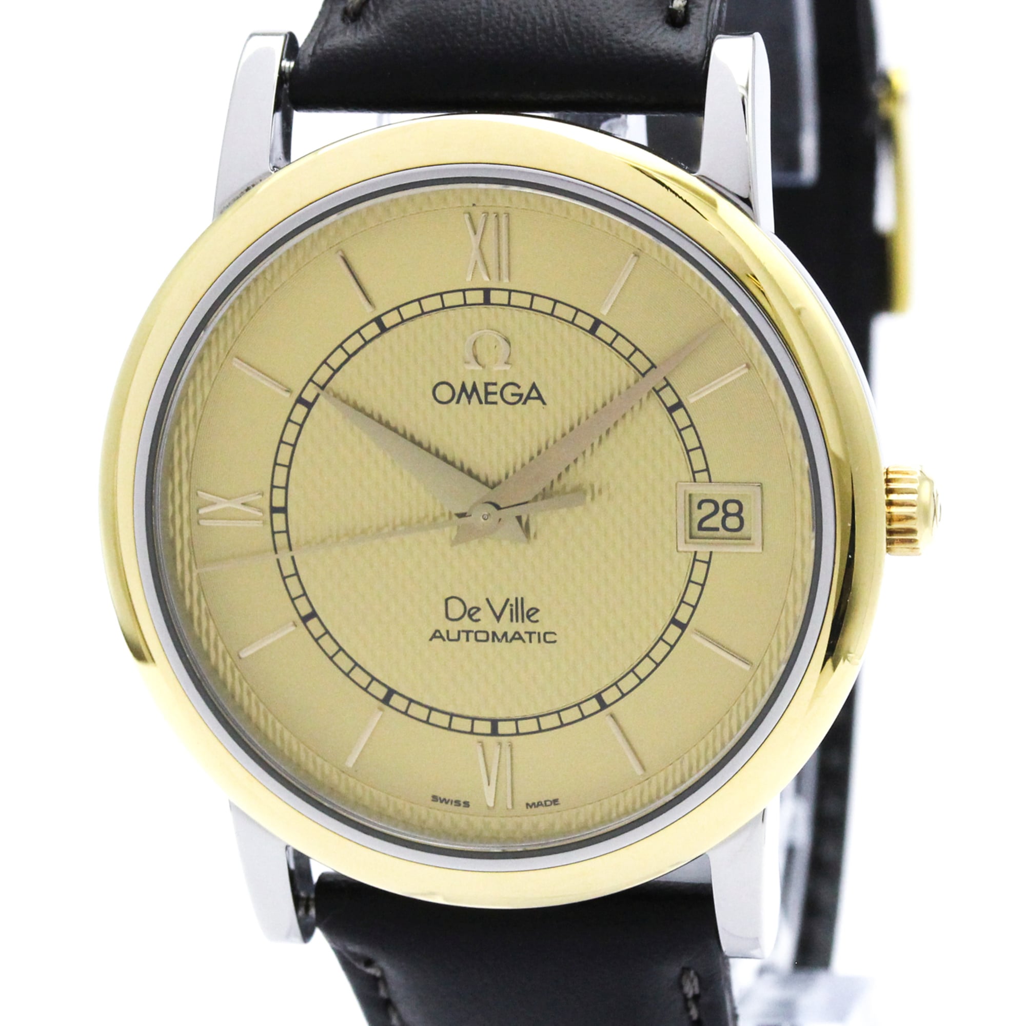 OMEGA De Ville Prestige 18K Gold Steel Mens Watch 7704.11.01 Polished