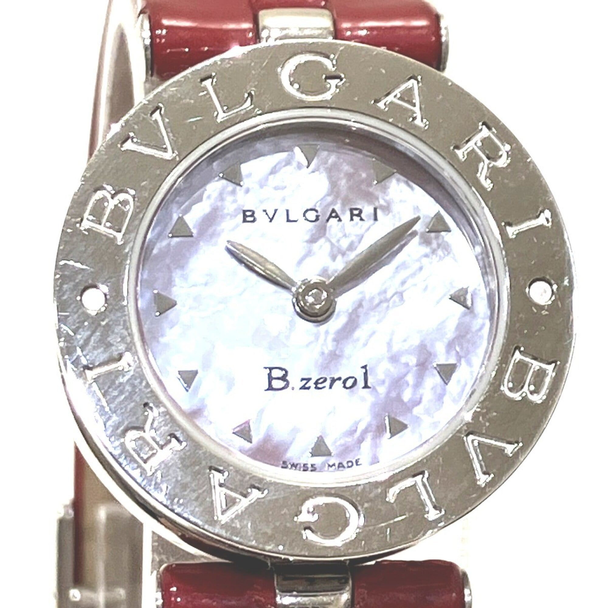 Bulgari Watch, Total Weight 26.8g, Stainless Steel, Genuine Leather Strap, Quartz Movement, Pink Mot