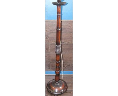 MAHOGANY STANDARD LAMP WITH SHADE 