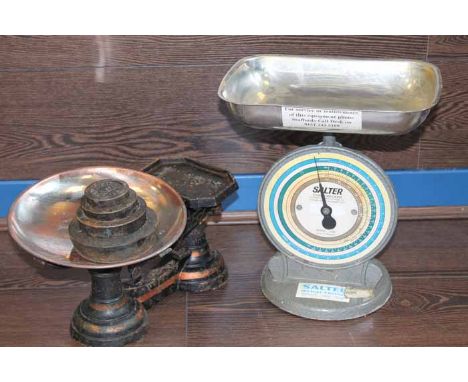 VINTAGE SALTER SCALES 
together with another vintage set of scales