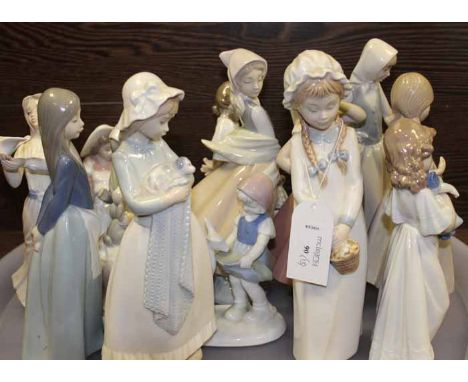 THIRTEEN NAO AND OTHER CONTINENTAL CERAMIC FIGURES
including mainly children and girls with animals, largest 26cm high