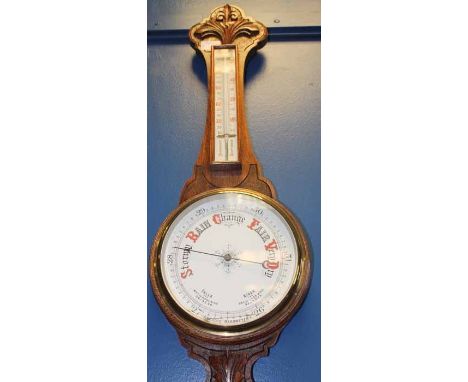OAK BANJO BAROMETER 