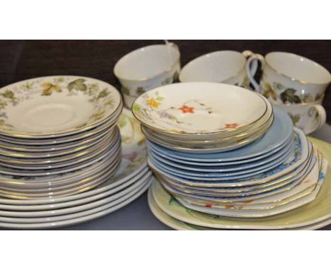 ROYAL DOULTON 'LARCHMONT' PATTERN TEA SET
six cups, saucers and plates; together with Paragon saucers, other Royal Doulton pl