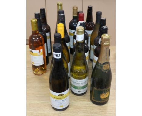 Nineteen assorted bottles from the wine society including sherries, red wine, white wine including Sauterines