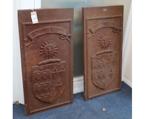 A pair of Victorian cast iron plaques for Kent College, Canterbury with the arms and motto 'Lux Tua Via Mea' - Your Light Is 