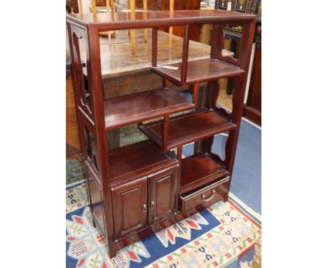 A Chinese hardwood freestanding shelf unit W.76cm