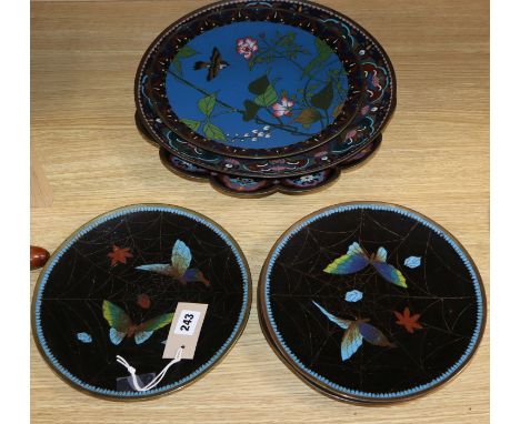 A group of Japanese cloisonne enamel dishes