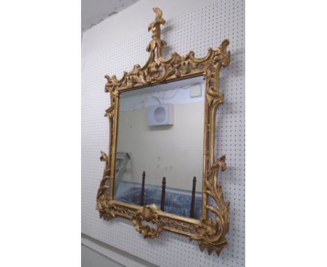 WALL MIRROR, Chippendale style gilt with leaf and C scroll decoration, 82cm W x 117cm H. (with faults)