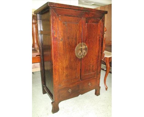 SIDE CABINET, Chinese with two doors enclosing a shelf and two drawers below, 151cm H x 100cm x 62cm.