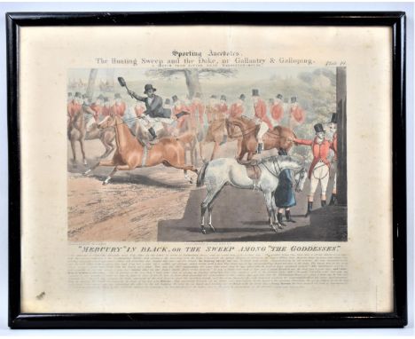 A Framed Coloured Engraving, "Hunting Sweep and the Duke" From the Sporting Anecdotes Series, 34x44cm Overall 