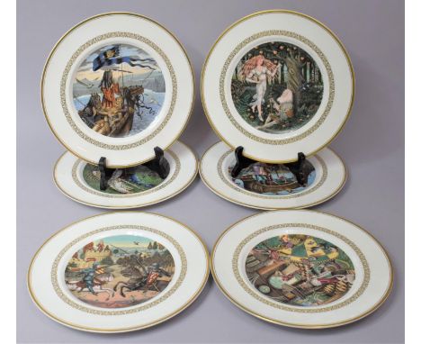 A Collection of Six Royal Worcester The King Arthur Plates 