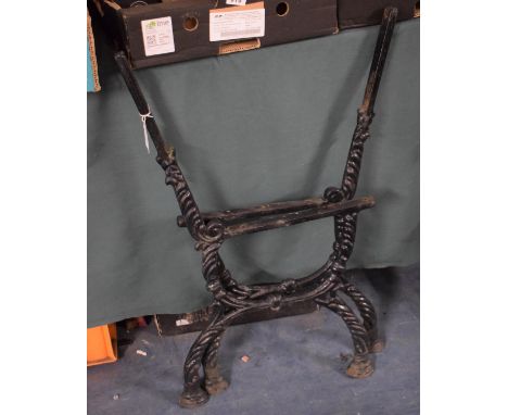 A Pair of Black Painted Cast Iron Bench Ends 