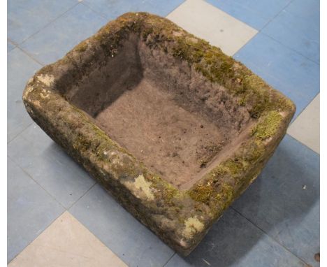 An Early Hand Carved Sandstone Trough 55x45x27cm high 