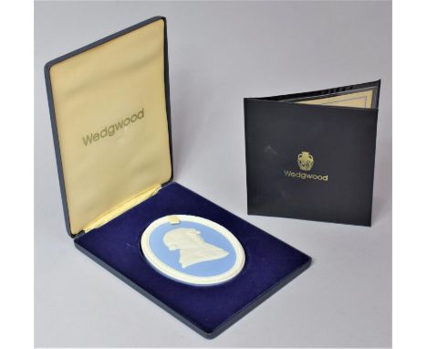 A Limited Edition Wedgwood Blue and White Jasperware Portrait Medallion to Commemorate the Birth of George Stubbs, with Certi