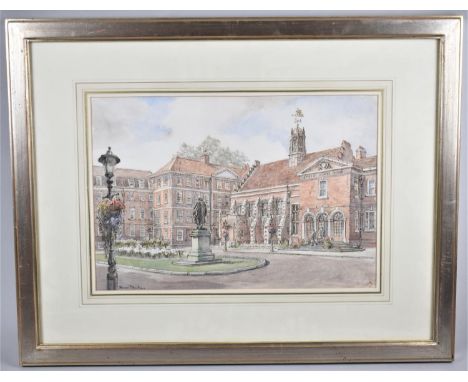 A Dennis Flanders Print of a College, 44x30cm 