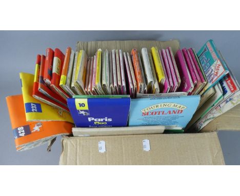 A Box of 58 Ordnance Survey Maps and Other Road Maps etc 