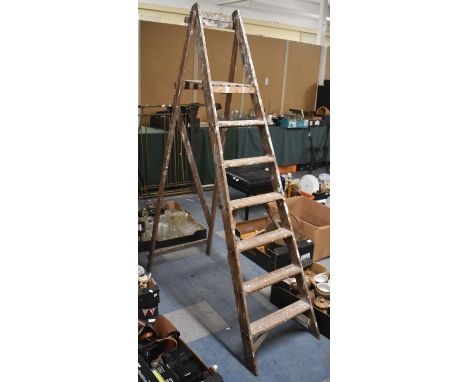 A Vintage Wooden Six Step Step Ladder